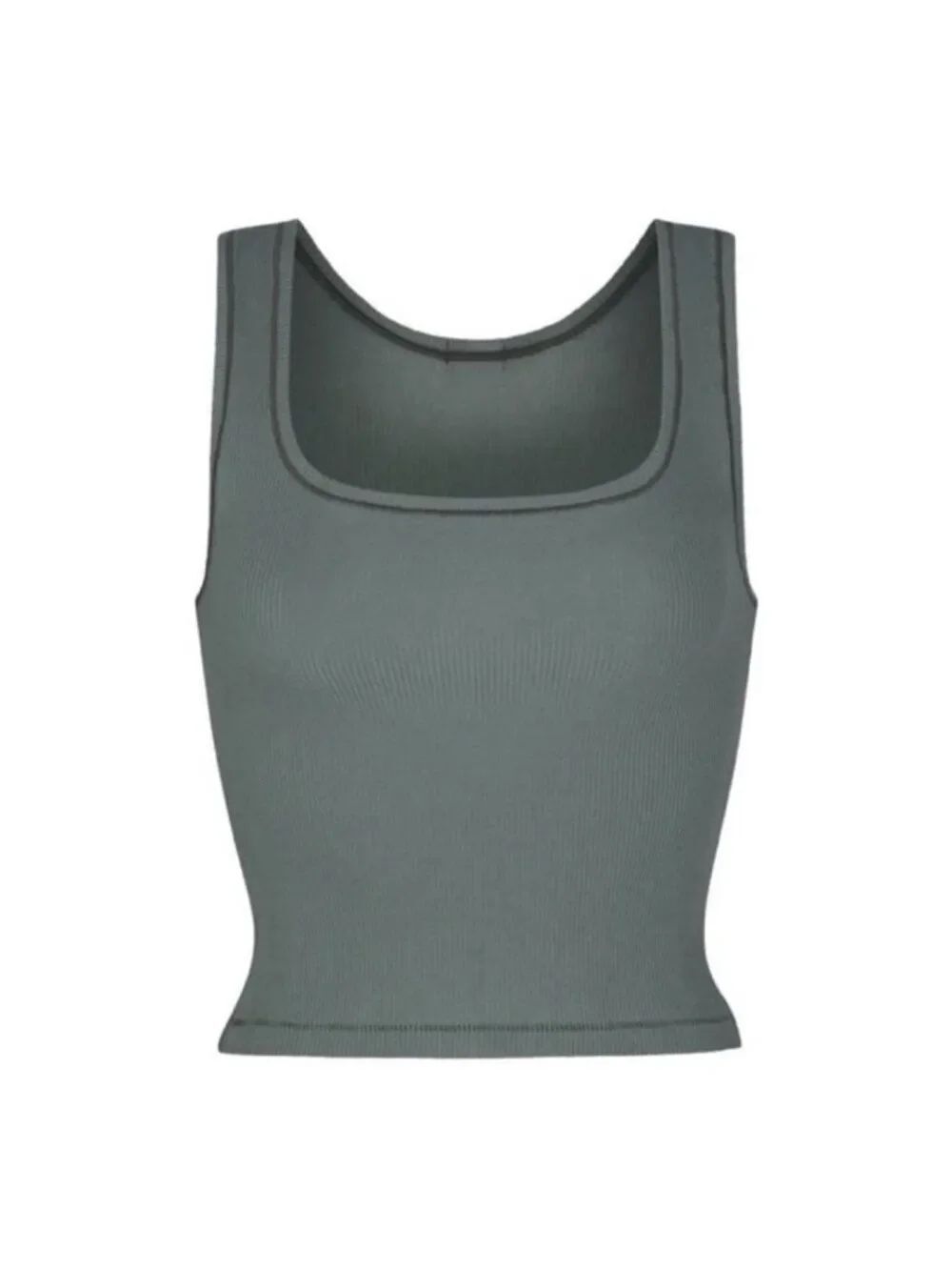 skims RARE teal green Deep Sea ribbed round neck crop jersey tank top Small